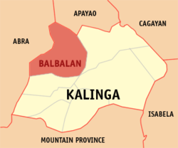 Map of Kalinga with Balbalan highlighted
