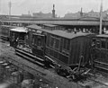 The aftermath of the 1898 St Johns rail accident, where the rear two carriages of a passenger train were telescoped by being hit at 8 mph (13 km/h) by a following train.