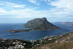 Telendos sedd från Myrties på Kalymnos.