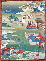 The Story of King Mandhatar; The Story of King Candraprabha; The Tale of the Island of Vadaradvipa, Tibetan Painting from an Avadana Kalpalata Jataka Series