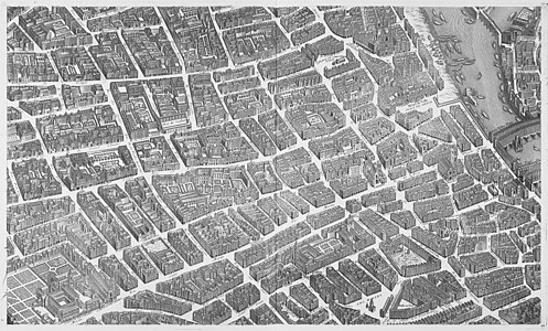 Saint-Jacques-de-la-Boucherie and its surroundings on the Turgot map of Paris (1736)