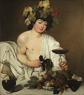 Baco, por Caravaggio, na Galleria degli Uffizi, Florença