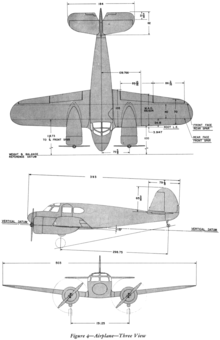 3-view line drawing of the Cessna AT-17 Bobcat