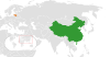 Location map for China and Lithuania.