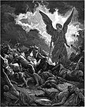 מלאך האלוהים מכה את הצבא האשורי הדפס של גוסטב דורה