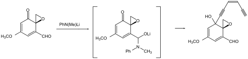 Temporary protection of an aldehyde