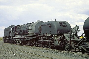 GMAM no. 4117 at Vryburg station, en route to Mafeking, 16 April 1983