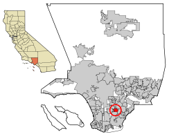 Location of Paramount in Los Angeles County, California