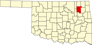 Map of Oklahoma highlighting Rogers County