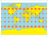 The Miller cylindrical projection with Tissot's indicatrices