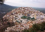 Mausoleum of Idris I (green structure bottom left) in Moulay Idriss