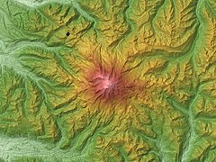 Représentation SRTM du mont Rainier.