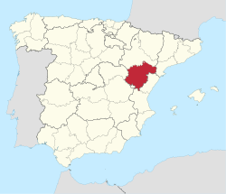 Map of Spain with Teruel highlighted