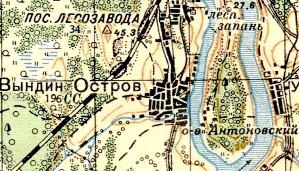 План деревни Вындин Остров. 1941 год