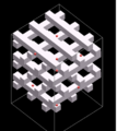 A woodpile structured 3D photonic crystal. These structures have a three-dimensional bandgap for all polarizations