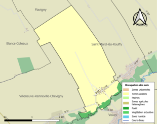 Carte en couleurs présentant l'occupation des sols.