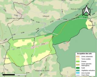 Carte en couleurs présentant l'occupation des sols.