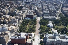 Aerial view of Lafayette Square and the White House