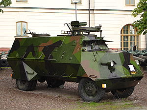 Terrängbil m/42 KP early V-hull vehicle and the first APC in the Swedish armed forces, in use 1942–1990. It saw combat during the Congo crisis.