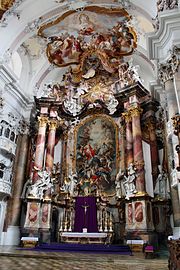Rococo reinterpretations of the Corinthian order at the high altar in the abbey church of Ottobeuren, Germany, by Johann Michael Fischer, 1748-1754[23]