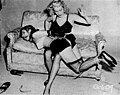 Bettie Page tied and spanked in an image from Bizarre