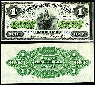 One Prince Edward Island dollar, by the British American Banknote Company