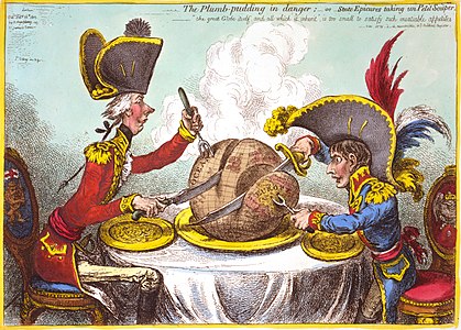 The Plumb-pudding in danger at War of the Third Coalition, by James Gillray