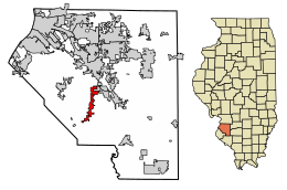 Location of Smithton in St. Clair County, Illinois.