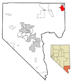 Location of Bunkerville in Clark County, Nevada