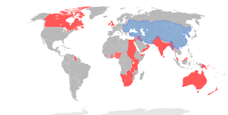 A map of the British and Mongol empires at their respective greatest extents