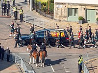 A hearse carrying the coffin of Queen Elizabeth II