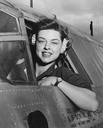 Elizabeth L. Remba Gardner of the US Women Airforce Service Pilots (WASPs), c. 1943 (created by US Department of the Air Force; restored by Hohum and Bammesk; nominated by MurielMary)