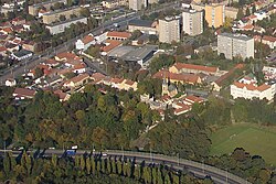 View of Hloubětín centered on St. George's church