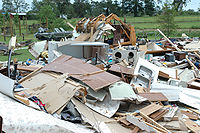 A house destroyed by severe winds