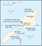 Mapa dos assentamentos em Jan Mayen.