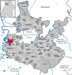 Elhelyezkedése Baden-Württemberg térképén