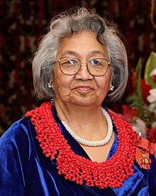 Meleane Pau'uvale, after her investiture as an honorary ONZM, for services to the Tongan community and education, at Government House, Wellington, on 19 September 2023