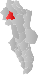 Mapa do condado de Hedmark com Alvdal em destaque.