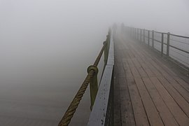 Brouillard sur la passerelle métallique de Paranapiacaba