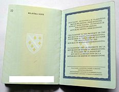 Bosnia and Herzegovina passport (front page)