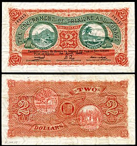 Two Trinidad and Tobago dollar, by Thomas de la Rue & Co.