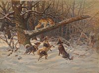 Efim Tikhmenev: Dogs Treeing Lynx
