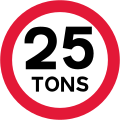 Vehicles and loads exceeding weight in tons indicated prohibited (1965–1981)