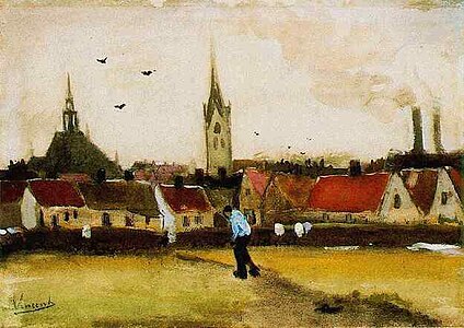 View of The Hague with the New Church, Watercolor, 1882, Collection of Kunsthandel Ivo Bouwman, The Hague (F1680)