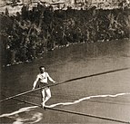 Charles Blondin crossing Niagara Gorge