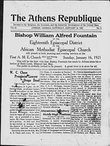 Cover of The Athens Republique newspaper, from January 15, 1921.