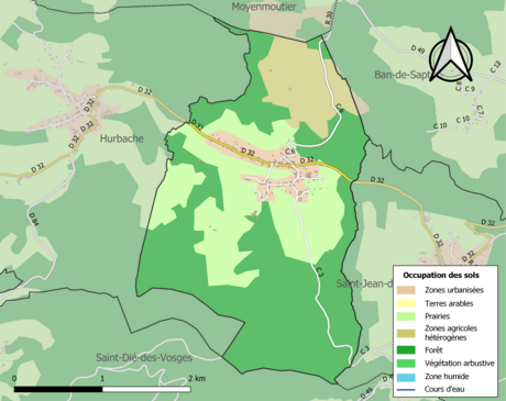 Carte en couleurs présentant l'occupation des sols.