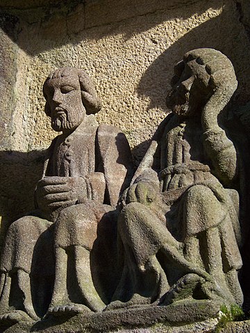 Two of the disciples fast asleep in the garden of Gethsemane