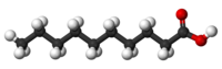 Ball-and-stick model of decanoic acid