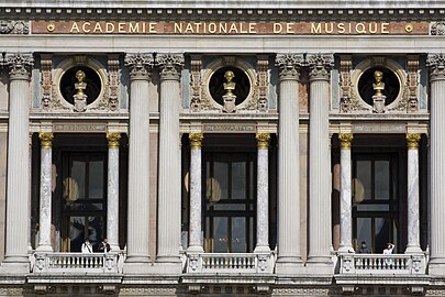 Beaux Arts Corinthian columns on the facade of the Palais Garnier, Paris, by Charles Garnier, 1861–1874[24]